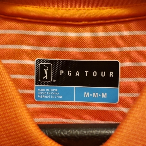 PGA Tour Orange Moisture Wicking Polo Shirt - Picture 3 of 4